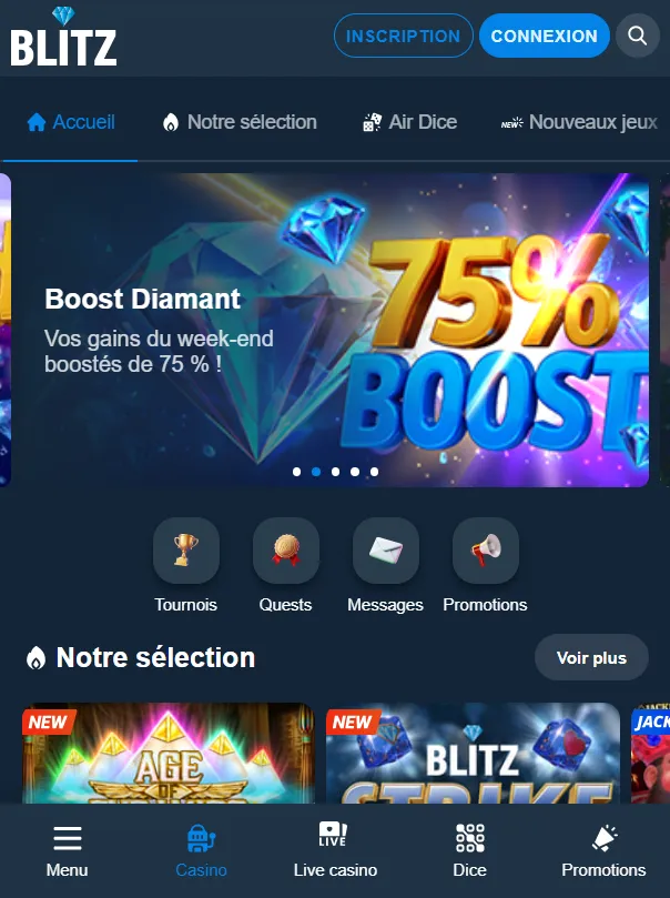 Application mobile Blitz Casino iOS et Android